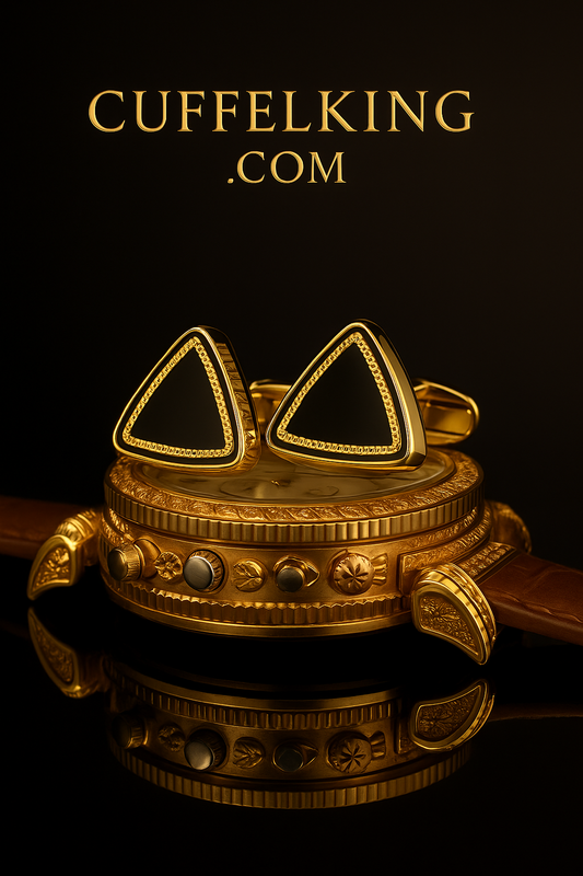 Cuffel King Luxury Black & Gold Triangle Cufflinks
