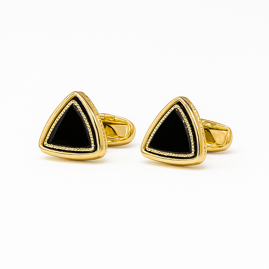 Cuffel King Luxury Black & Gold Triangle Cufflinks